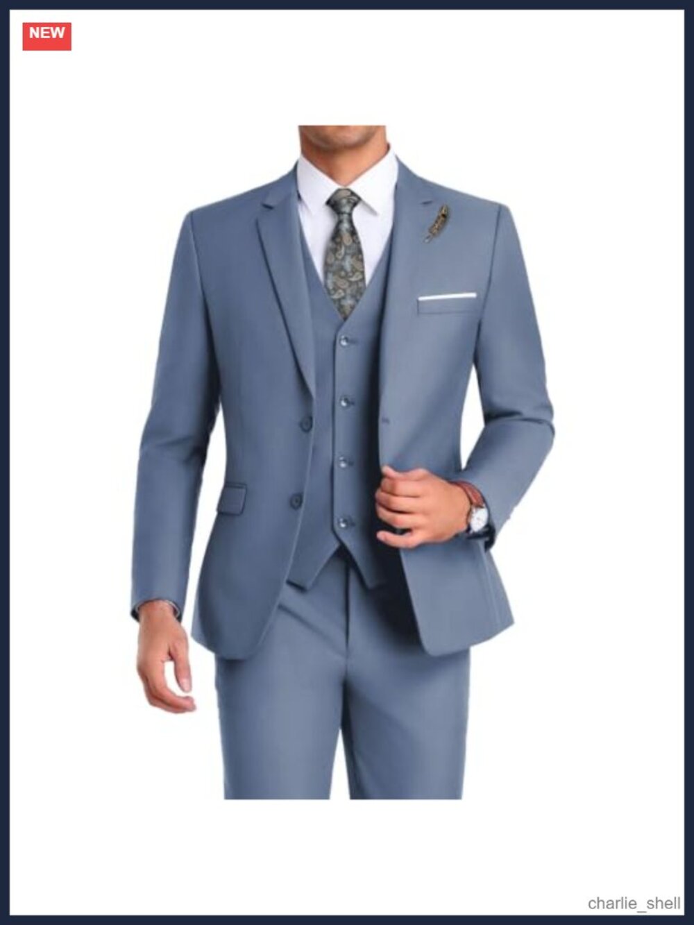 Men 3 Piece Slim Fit Suit Jacket Vest Pants Tie Set Formal Wedding Business